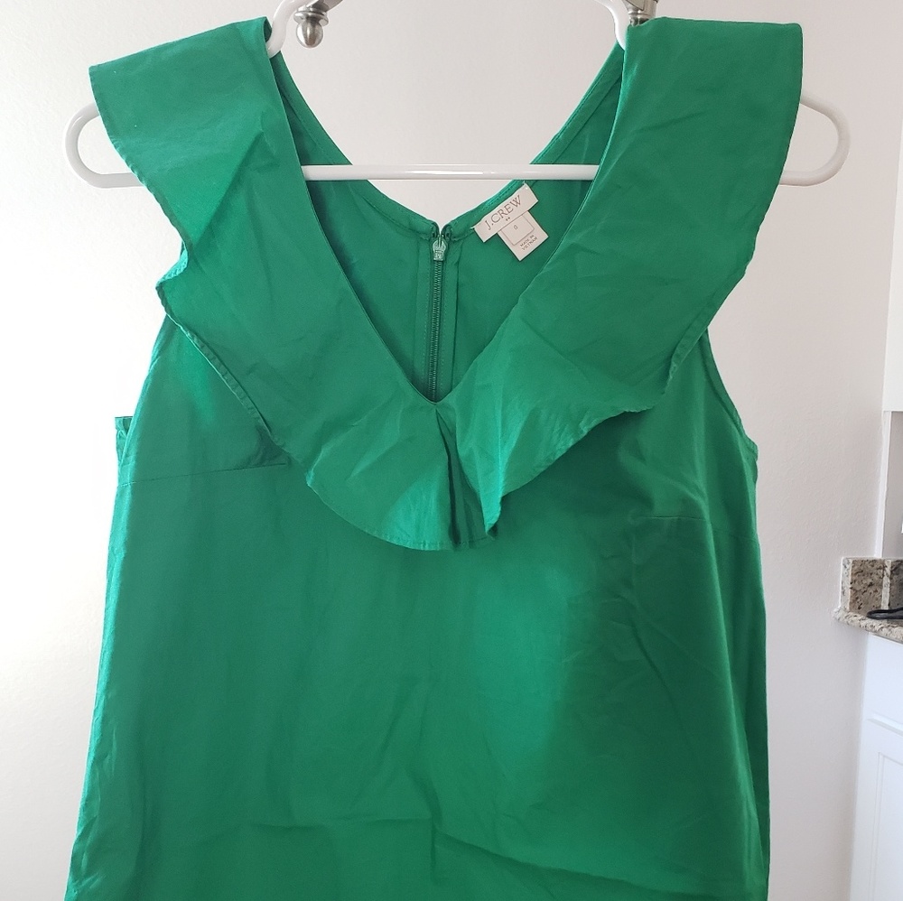 J. Crew Green Bib Top Size 0 EUC!